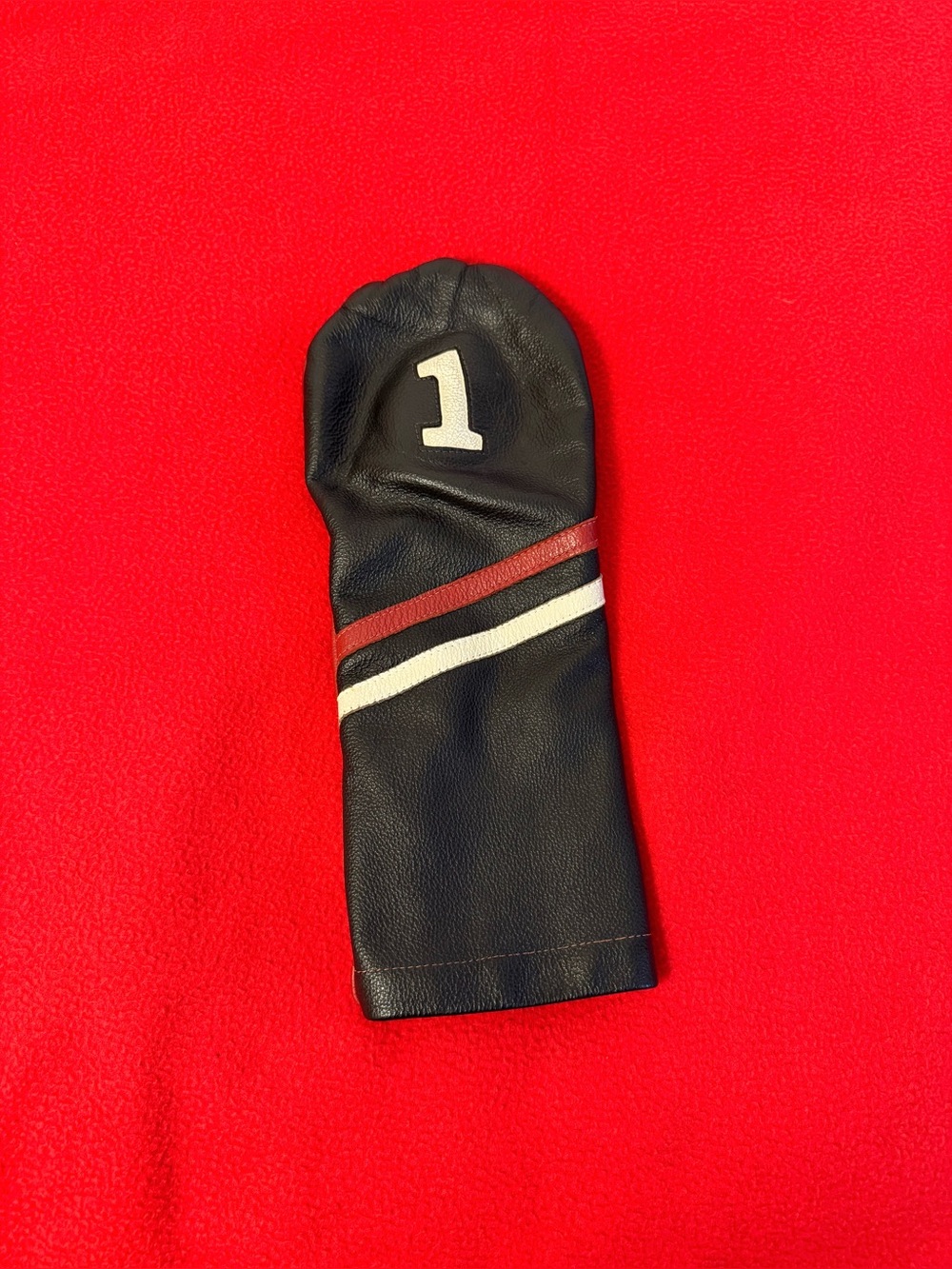 Stitch Golf Leather Black & Red Driver Headcover - USA Made Preowned